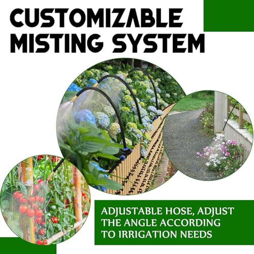 10 Pcs Brass Misting Nozzles Tee with 12" Built in Hose for 0.32" (12 Inch)