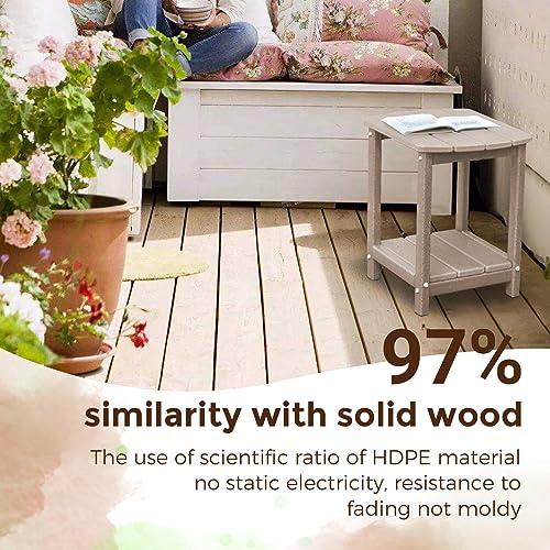 Adirondack Square Outdoor Side Table (Teak / a:Oval 2-Tier)