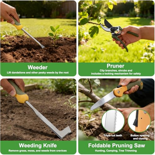 Gardening Tools 9 (9PCS Yellow Green)