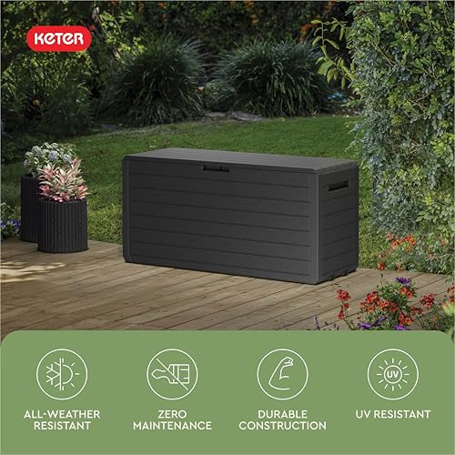 Atlas 70 Gal Outdoor Storage Box for Patio and Pool Accessories (Atlas Graphite)