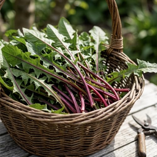 Garnet Stem Dandelion Seeds to Plant Heirloom & Non (5 Packs)
