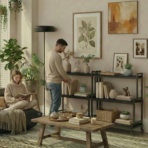 3 Tier Plant Stand with Wheels (Black)