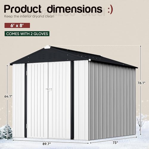 6x4 FT Outdoor Storage Shed (White / 6x4 FT)