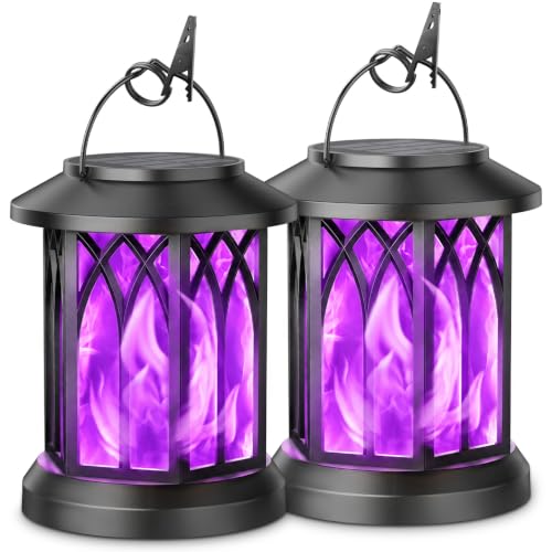 Hanging Solar Lights Lantern (Purple Light / 2 Pack)