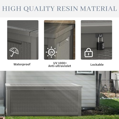 320 Gal Deck Box (320 Gallon / Rattan Grey)
