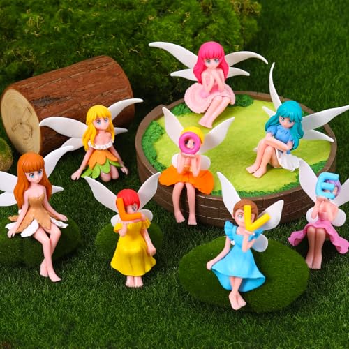 8 Pcs Fairy Figurines Miniature Fairies Love Letter Theme Set (3.46*2.16 inch)