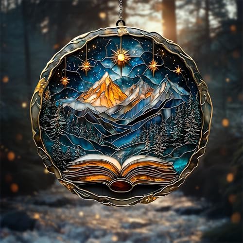 Starry Light Acrylic Suncatcher Window Hanging Wall Decor Fantasy Book Lover Gift Reader Gift (1-fba-ssl-evg-d981-g / 5")
