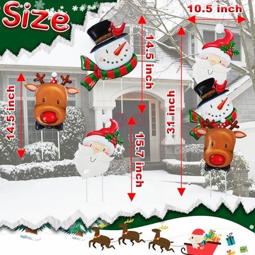 3 Pack Metal Christmas Yard Signs Decor for Multiple Stacked (Santa Claus Snowman Reindeer)