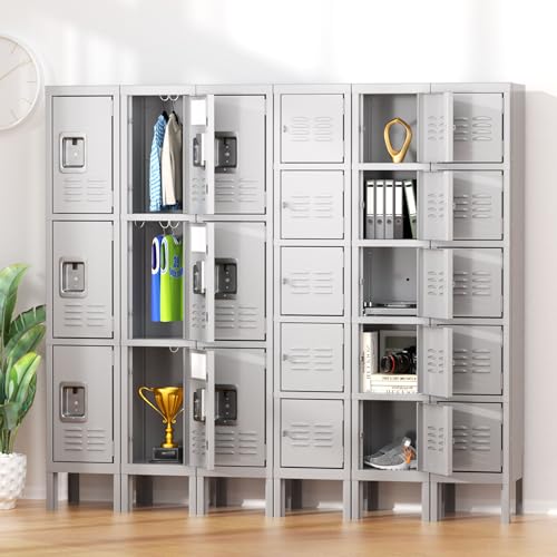 Metal 5 Tier Lockers for Employees Steel Lockers for Gym (Grey / 5 doors)