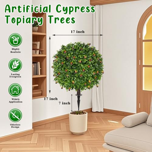 2 Pack Artificial Olive Topiary Tree (Olive)