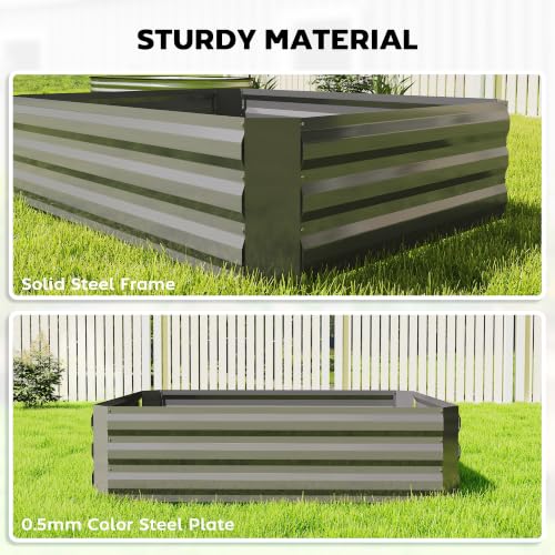 4 x 3ft Metal Planter Box with Mini Greenhouse Clear and Dark Gray (Clear and Dark Gray)