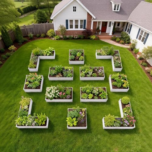 Anleolife 12 Bed Rectangle (Set of 12 / Bloom-white)