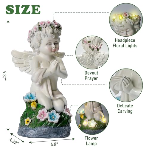 Solar Powered Angel Statue for Garden (White Angel)