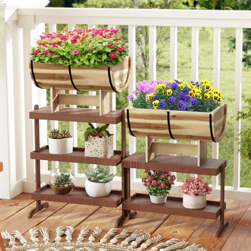 Wooden Plant Pots (2 Count)