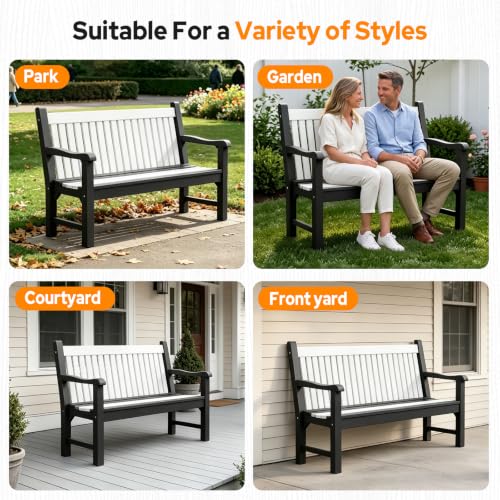 2 Person Outdoor Bench with 700 Lbs Weight Capacity (Dark Grey)