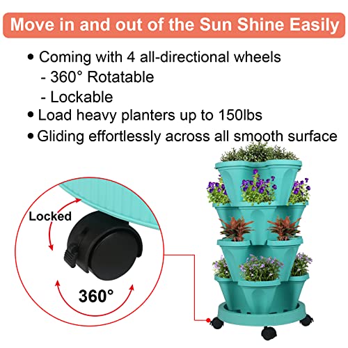 Vertical Planter Tower (Teal / 4 Tier)