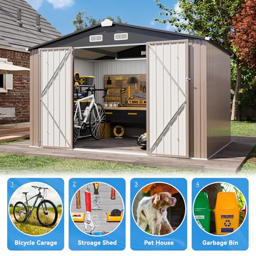 8x6 FT Outdoor Storage Shed (Brown / 8'x6')