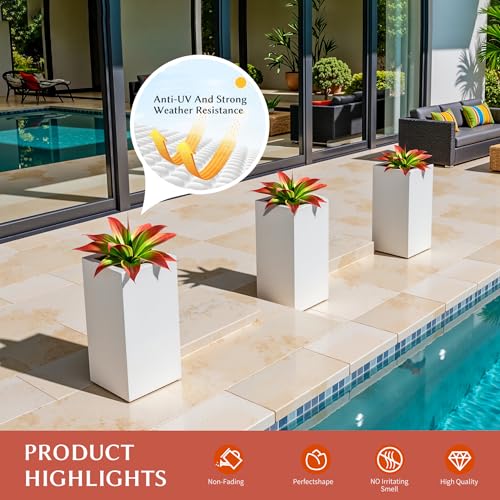 2-Pack 13-Inch Artificial Agave Plants for Outdoor Planters, UV Resistant Fake Agave Plants, Faux Succulent Greenery for Porch, Patio, Garden, Entryway and Indoor Home Decor, Red (Agave12-re2)