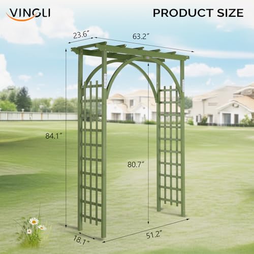 85in Wooden Arbor Garden Arch (Olive Green)