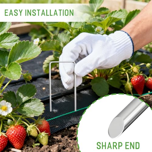 4 inch 500 Pack Landscape Staples Galvanized Garden Stakes (4 INCH)