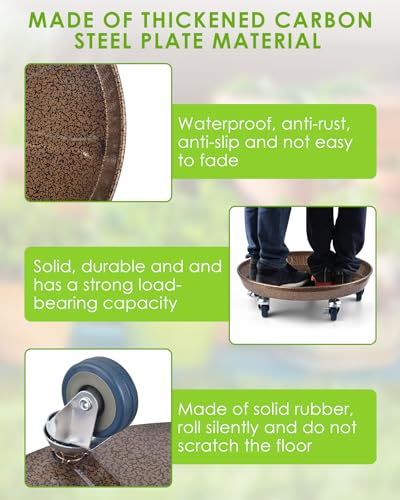 2Pack 11.8'' Large Plant Stand with Lockable Wheels (2 Count)