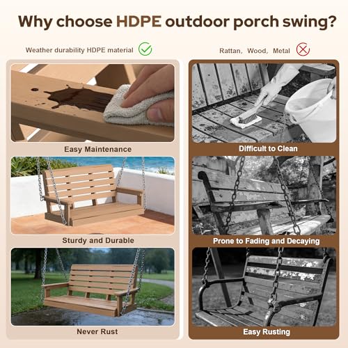 4 FT 2 Seat Porch Swing (Natural / 2 Seat)