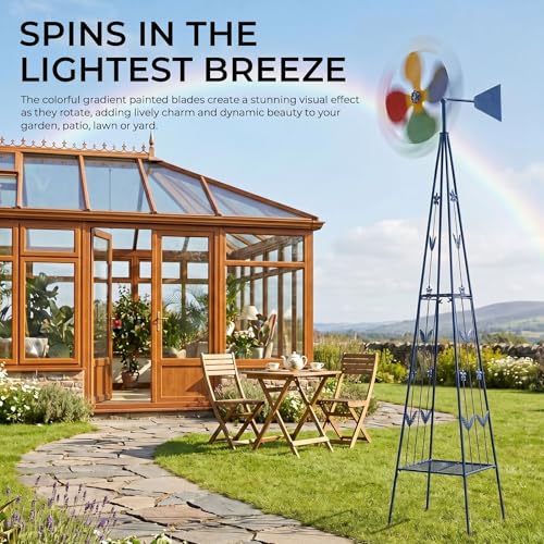 8FT Ornamental Windmill for Yard (6.2ft-blue)