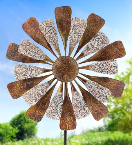 Wind Spinner Outdoor Metal Kinetic Yard Art with Stake (Paddles / Large (80-89 Inch))