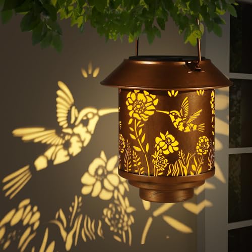 Solar Lantern Lights Outdoor Hanging Garden Light Decor Gifts Hummingbird (Hummingbird-01)