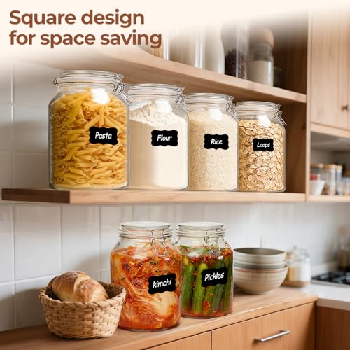 Large Glass Jars with Airtight Lids 1.1 Gallon 2 Pack Wide Mouth (138oz*2)