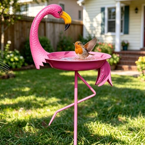 39.4" H Flamingo Bird Baths for Outdoor (Pink)