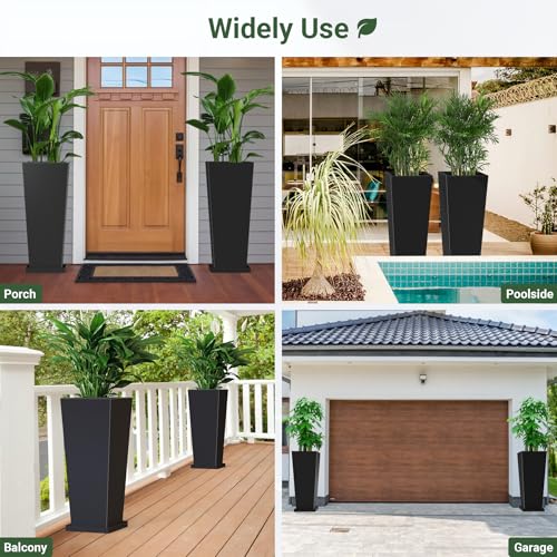 30" Metal Tall Outdoor Planters Set of 2 (30" H)