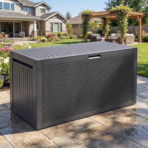 95 Gallon Outdoor Storage Deck Box (Dark Gray / 90 Gallon)