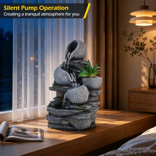 Water Fountain Tabletop Waterfall Fountains Indoor with LED (Style 14)