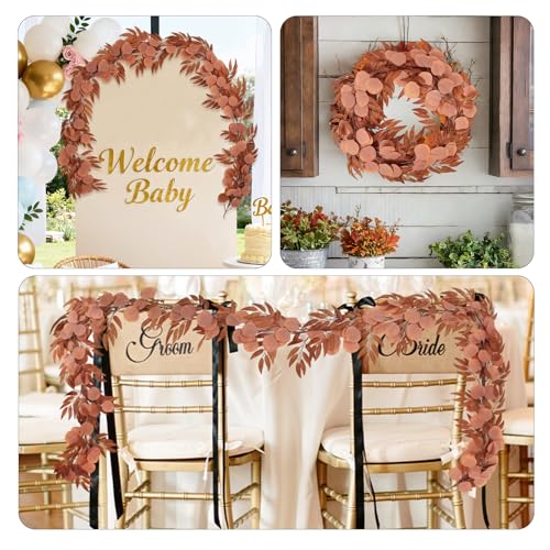 Artificial Silk Eucalyptus Vine Fall Garland with Willow Leaves 2P (Eucalyptus Leaf Orange)