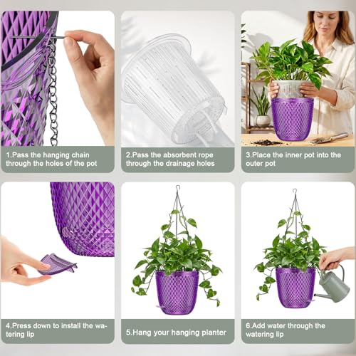 Hanging Planters for Indoor Plants (Purple / 5.7in)