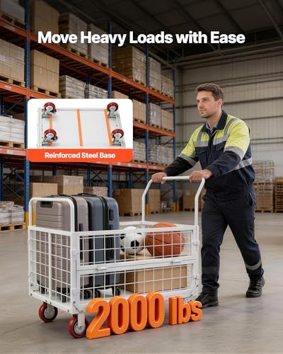 Platform Truck Cart with Cage (44.5 x 26.6 x 42.1 in/ 1130 x 675 x 1070 mm)