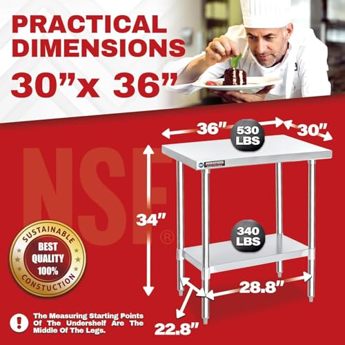 30x36 Stainless Steel Work Table (30" x 36" / Standard Table)