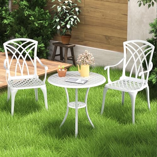 Patio Bistro Set 3 Piece (Woven / White)
