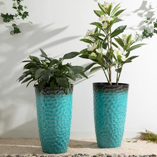 23.75" H Large Planters for Outdoor Plants (23.75"H / Gradient Turquoise)