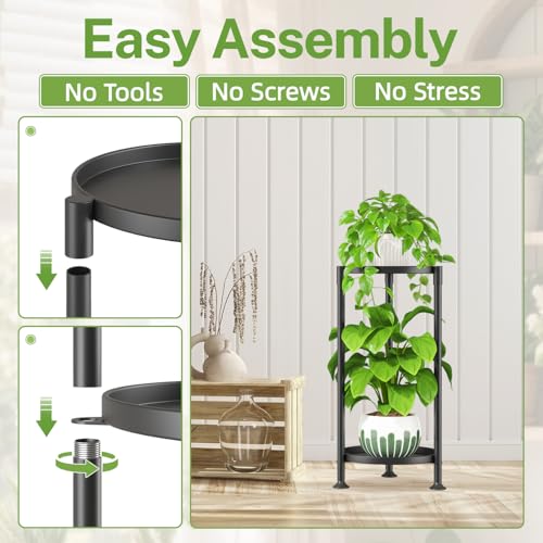 2 Tier Plant Stand Indoor Outdoor (Matte Black / 2 Tiers)