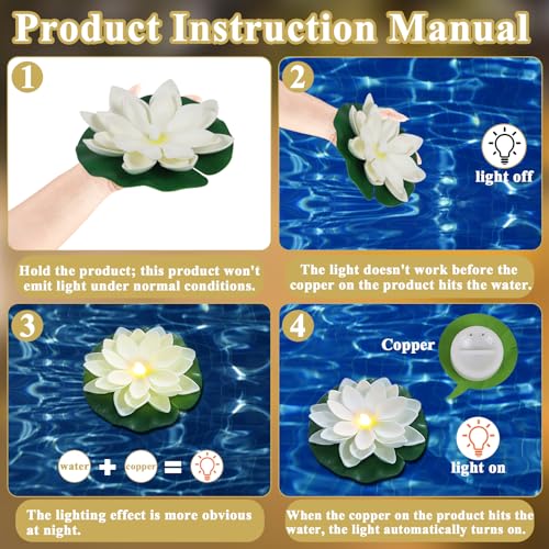 24 PCS Waterproof Floating Lotus Lights (Warm White / 5 inch 24pcs)
