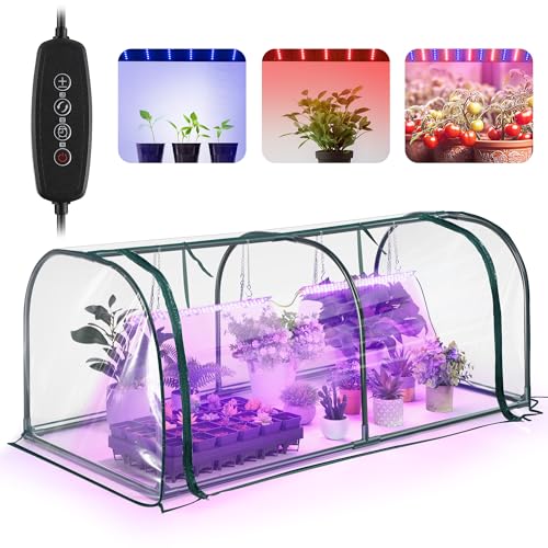 Mini Greenhouse with Grow Light (51.18"L x 25.59"W x 21.65"H / Dome Shape)