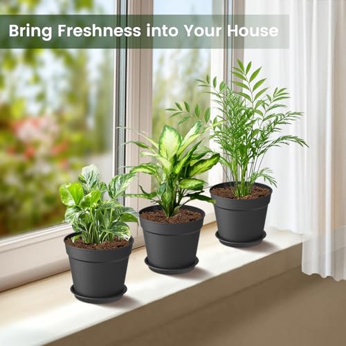 20 Pack 6 Inch Plant Pots with Drainage and Saucers (20 Count)