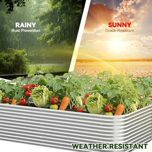 2 Pack Tall 6x3FT Corrugated Galvanized Steel Raised Garden Bed Outdoor (Silver / 6x3FT)