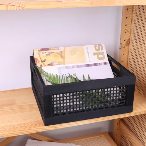 YRMT Wood Storage Crate Basket Rustic Wooden Storage Container for Organizing Decorative Bamboo Box with Handles for Pantry