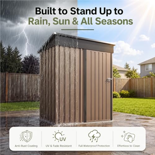 5x3 FT Outdoor Storage Shed with Base (Brown / 5'x3')