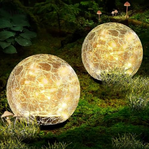 Garden Solar Ball Lights Outdoor Waterproof 30LED Cracked Glass Globe 3.9'' (3.9 Inch)