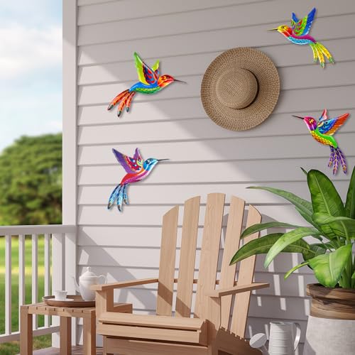 4 Pack Metal Hummingbird Wall Art Outdoor Decor