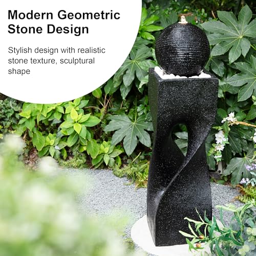 Water Fountain Outdoor (Resin/Black/Curved / 40.5" H)
